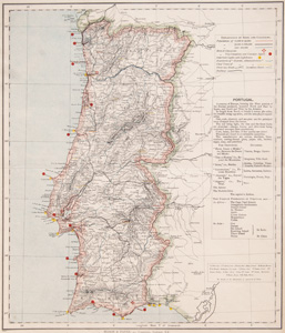 antique map of portugal 1887 letts